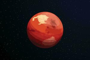 red planet mars on dark deep space vector