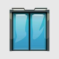 automatic glass doors with metal frame vector