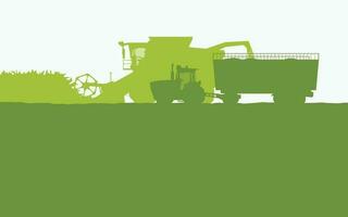 green color farm vehicles silhouettes side view vector