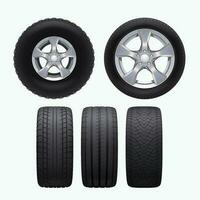 various realistic car wheels isolated in set vector