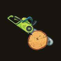 realistic green chainsaw in tree side view vector