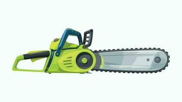 side view green chainsaw realistic on white vector