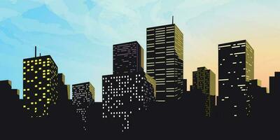 big modern city silhouette with blue sky vector