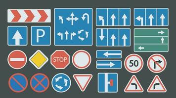 colorful flat design road signs big set vector