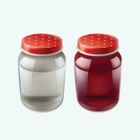 two isolated realistic jars with red caps vector