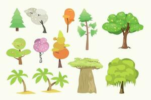 various trees isolated simple style in set vector