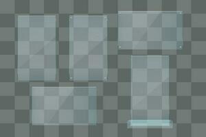 realistic transparent glass set on gray color vector