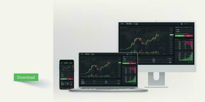 trading app on various platforms on white vector