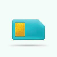 blue sim card front view on white vector