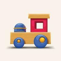 wooden colorful train toy vector