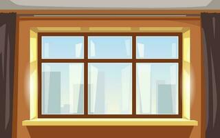 window bright yellow apartment front view shiny vector