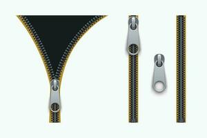 zipper two color set isolated on white vector