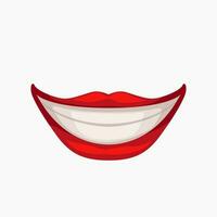 cartoon smiling female lips on white vector