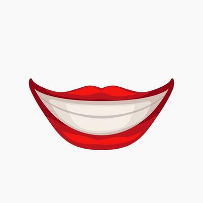 cartoon smiling female lips on white