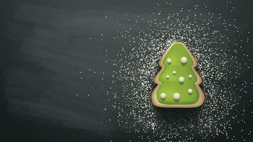christmas cookie in tree shape dark back vector
