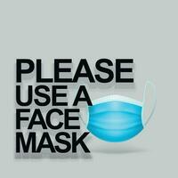 wearing face mask sign banner on gray vector