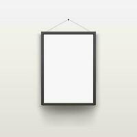 black frame with shadow on grey vector