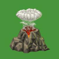 cartoon volcano isolated on green vector