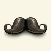 black swirl mustache with shadow vector