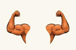 human hands biceps on white vector