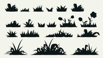 grass silhouettes in set isolated on white vector