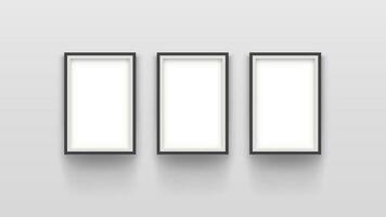 three simple frames on grey vector