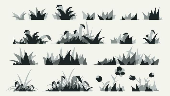 gray color lawn grass set on white
