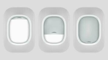 set airplane windows different contitions vector