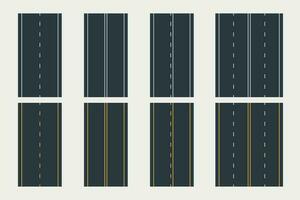 different road lines in set top view vector