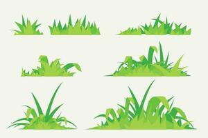 green grass set front view on white vector