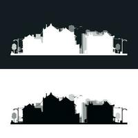 small city neighborhood silhouette style in set vector