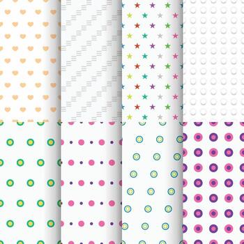 light colored seamless background patterns in set vector