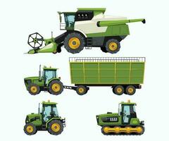 farm vehicles set isolated on white back vector