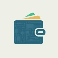closed digital wallet front view on white vector