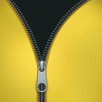 gray color zipper on yellow back textile vector