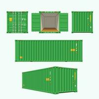 green container set on white vector