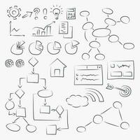 hand draw icons business set on white vector