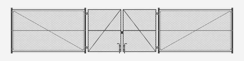 chain link fence with gates vector