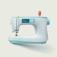 realistic sewing machine side view on white vector