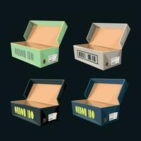 box of sneakers in set on dark vector