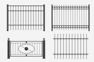 flat design metal fence set vector