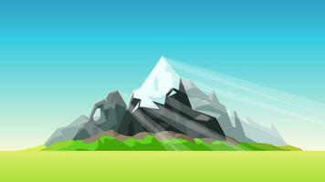 mountains with bright sunlight beams vector