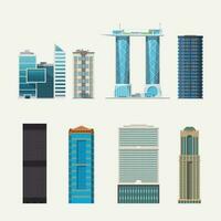 alto edificios conjunto varios estilo en blanco vector