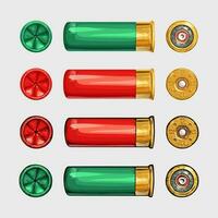 shiny shotgun shells on white vector