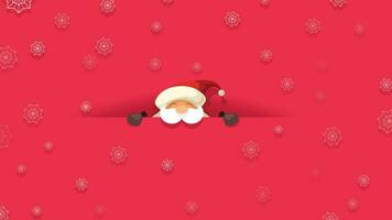 santa claus smiling on red with snowflakes vector