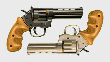 two classic revolvers on white vector