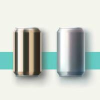 metal cans lying on surface with shadow vector