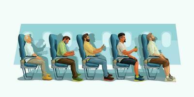 passengers sitting on their seats side view vector