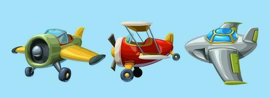 different type of cartoon aircrafts vector