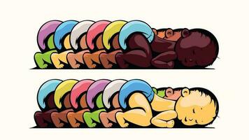 multiracial sleeping babies in group on white vector